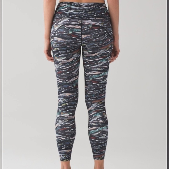 Sz2 Lululemon Fast & Free 7/8 tights in mini sweatr multi black VVGUC - Picture 3 of 8